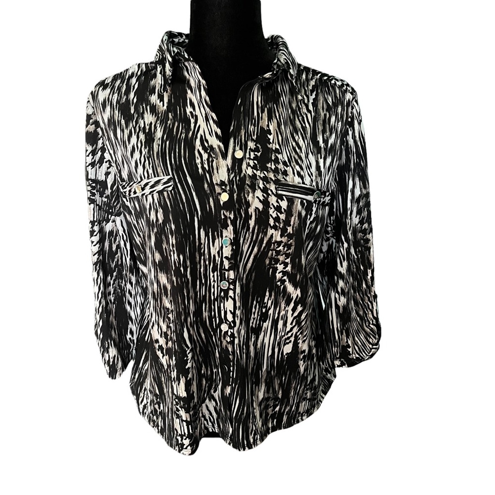 CUTE ANIMAL PRINT BLACK BLOUSE ‘NOTATIONS’